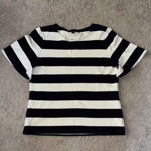 Ann Taylor Navy & White Striped Short Sleeve Top